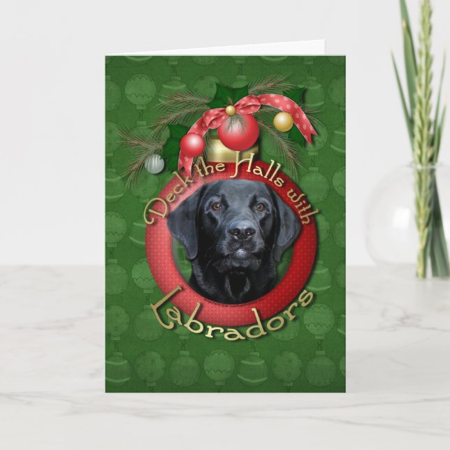 Christmas - Deck the Halls - Labradors - Gauge Holiday Card (Front)