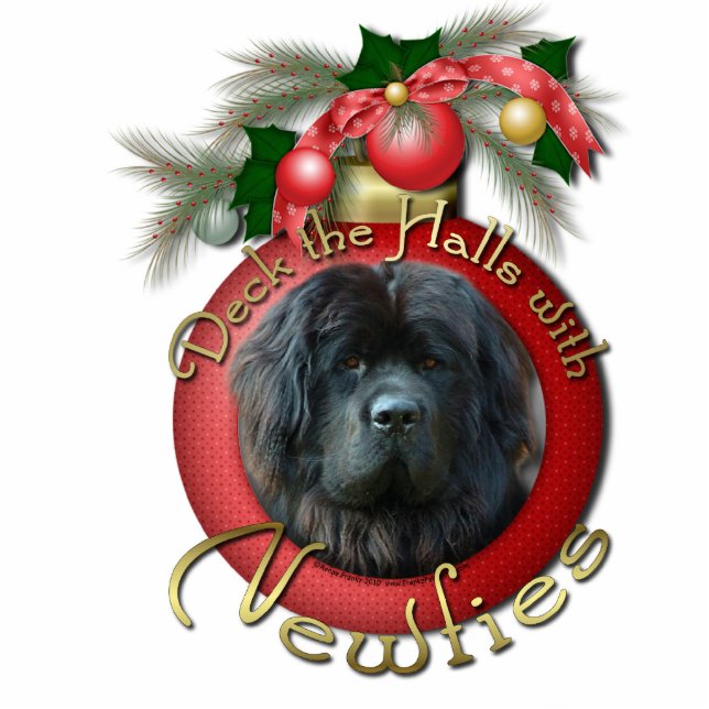 Christmas - Deck the Halls - Newfie Photo Sculpture Decoration (Front)