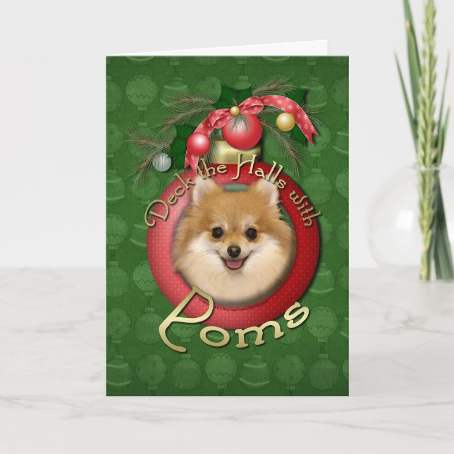 Christmas - Deck the Halls - Poms Holiday Card (Front)