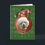 Christmas - Deck the Halls - Poodles - Apricot Holiday Card<br><div class="desc">Celebrate the Christmas Season with this Deck the Halls design using this Poodle Dog! How would you enjoy a day with your friends and their fur-babies? Have a fun day and earn a FREE Gift! Pick a date and an area at your home where I can set up a photo...</div>