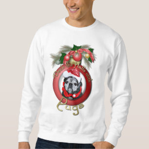 Christmas - Deck the Halls - Pugs - Angel Sweatshirt