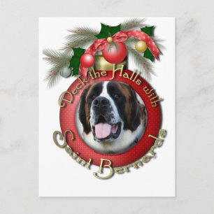 Christmas - Deck the Halls - Saint Bernards - Mae Holiday Postcard