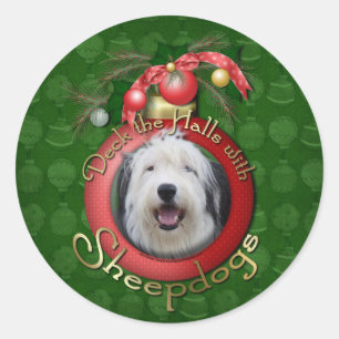 Christmas - Deck the Halls - Sheepdogs Classic Round Sticker