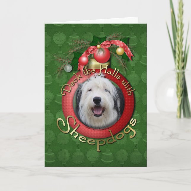 Christmas - Deck the Halls - Sheepdogs Holiday Card (Front)