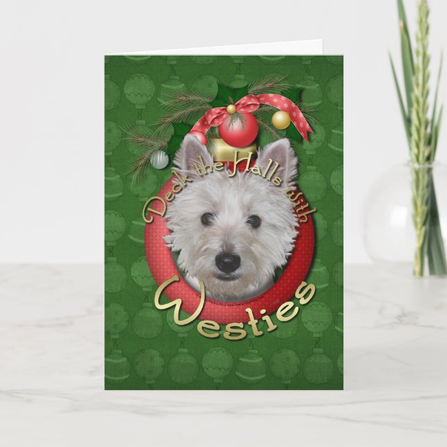 Christmas - Deck the Halls - Westies - Tank Holiday Card (Front)