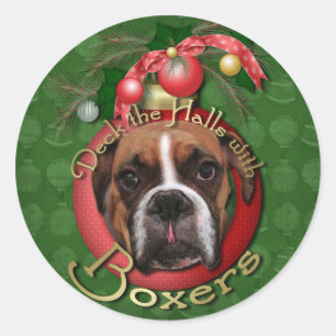 Christmas - Deck the Halls with Boxers - Marnie Classic Round Sticker