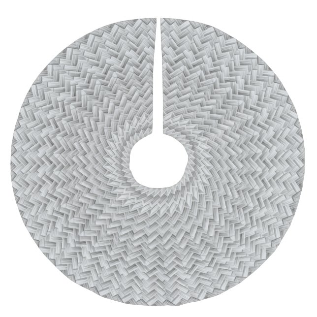 Christmas Deco, Silver Grey Geometric Basket Weave Brushed Polyester Tree Skirt (Front)
