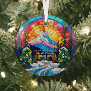 Christmas Decor Banff National Park Canada Engaged Glass Tree Decoration