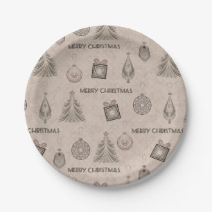 Christmas decor, Christmas, vintage, retro, paper Paper Plate