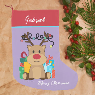 Christmas Decor Cute Reindeer Classic  Small Christmas Stocking