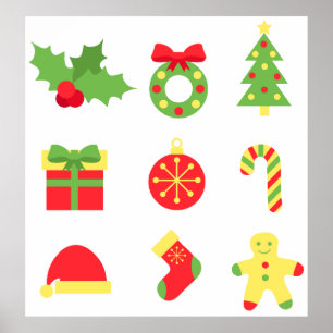 Christmas décor elements poster