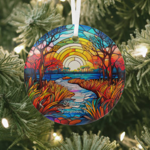 Christmas Decor Everglades Park Florida Adventure Glass Tree Decoration