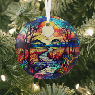 Christmas Decor Everglades Park Florida Adventure Glass Tree Decoration