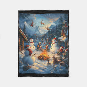 Christmas Decor Girls Boys Kids Christmas Snowman  Fleece Blanket
