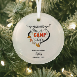 Christmas Decor Nurse Outdoors Camp Adventure Gift Glass Tree Decoration