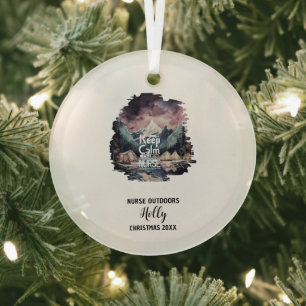 Christmas Decor Nurse Outdoors Camp Adventure Gift Glass Tree Decoration
