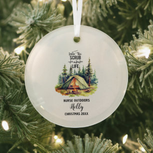 Christmas Decor Nurse Outdoors Camp Adventure Gift Glass Tree Decoration
