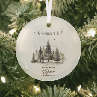 Christmas Decor Outdoor Adventure Nurse Life Gift Glass Tree Decoration