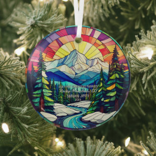 Christmas Decor Rocky Mountain Colorado Married Glass Tree Decoration