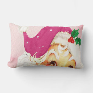 Christmas Decor Santa Pink Lumbar Cushion