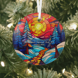 Christmas Decor Shenandoah Virginia Engaged Couple Glass Tree Decoration