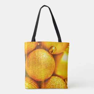 Christmas decor yellow baubles tote bag