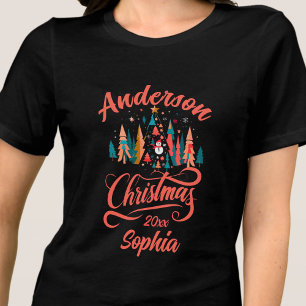 Christmas decorated family name editable Tri-Blend shirt
