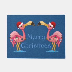 Christmas Decorated Flamingo Doormat
