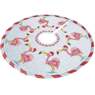 Christmas Decorated Flamingo Tree Skirt