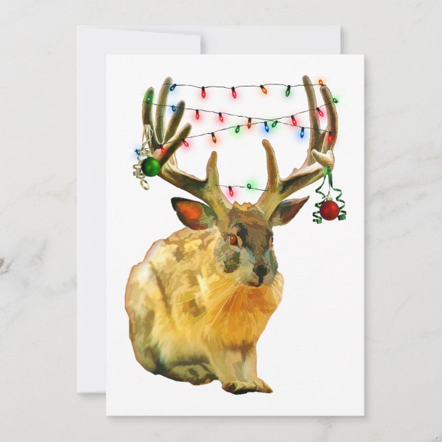 Christmas Decorated Jackalope Invitation (Front)