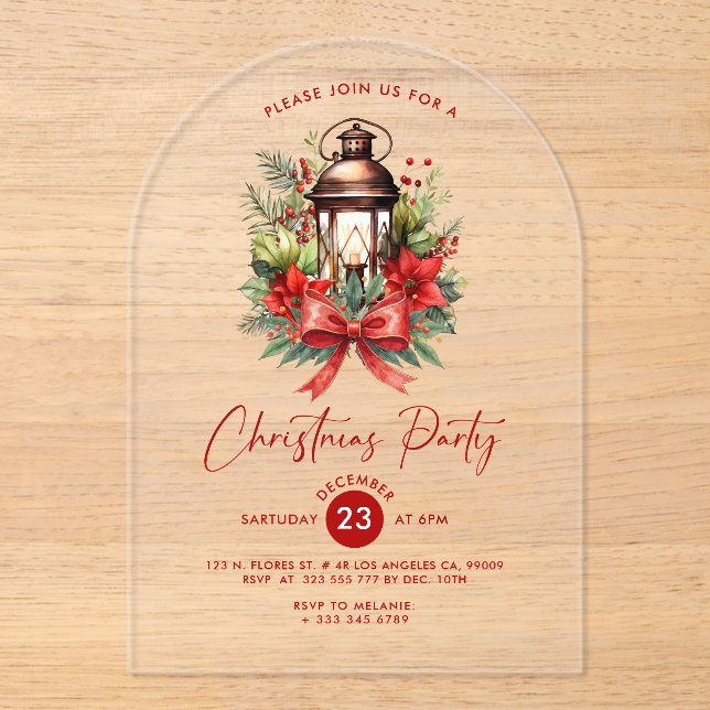 Christmas Decorated Lantern Party Invitation (Front)