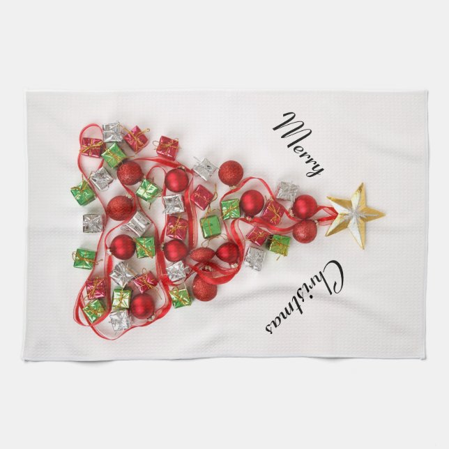 Christmas Decorated Tree  Kitchen Towel (Horizontal)
