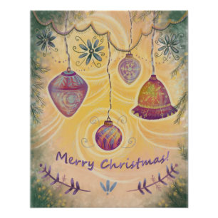 Christmas decoration and tree Poster