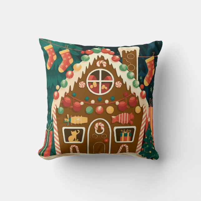 Christmas decoration candy house cushion (Front)