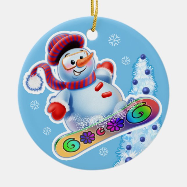 Christmas decoration double Snowmen Snow sports (Front)