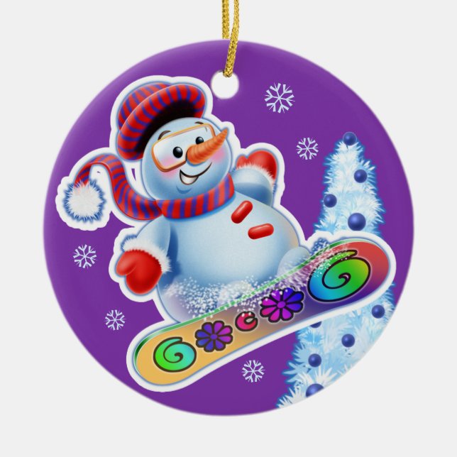 Christmas decoration double Snowmen Snow sports (Front)