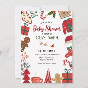 Christmas decoration fun baby shower invitation