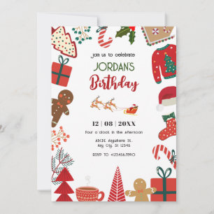 Christmas decoration fun birthday invitation