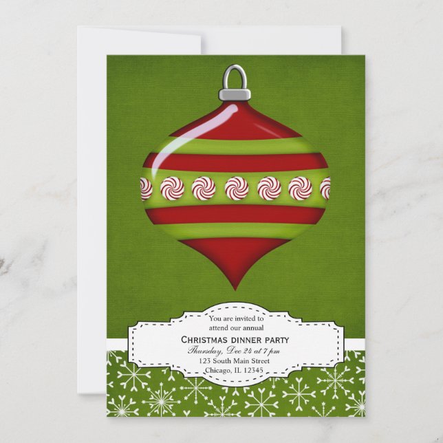Christmas Decoration (Green) Invitation (Front)