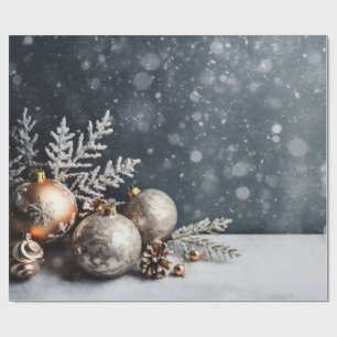 Christmas Decoration Grey Holiday Wrapping Paper