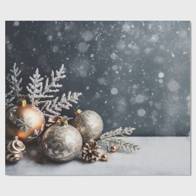 Christmas Decoration Grey Holiday Wrapping Paper (Flat)
