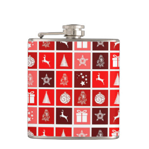 Christmas Decoration Holiday Red Pattern Hip Flask