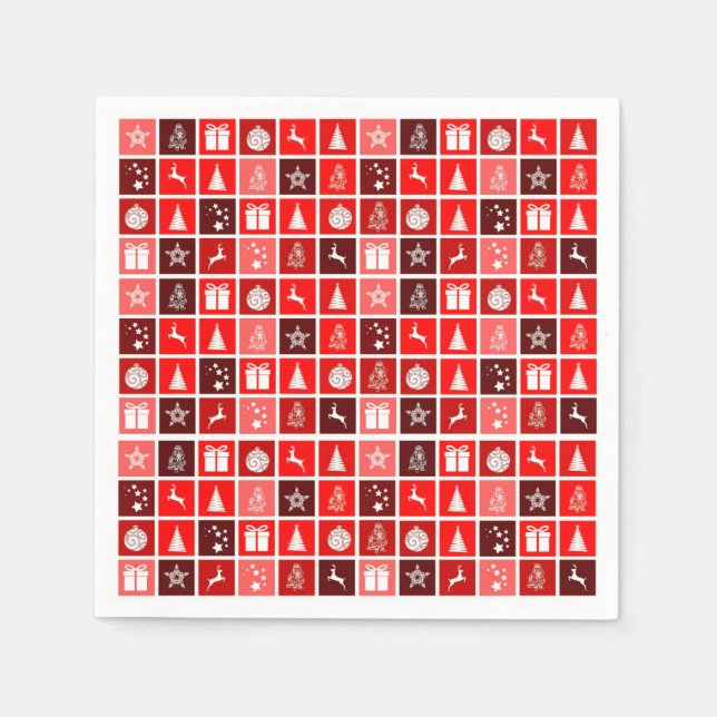 Christmas Decoration Holiday Red Pattern Napkin (Front)
