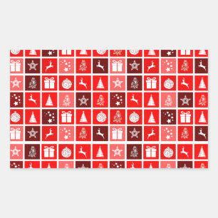 Christmas Decoration Holiday Red Pattern Rectangular Sticker