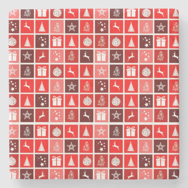 Christmas Decoration Holiday Red Pattern Stone Coaster (Front)