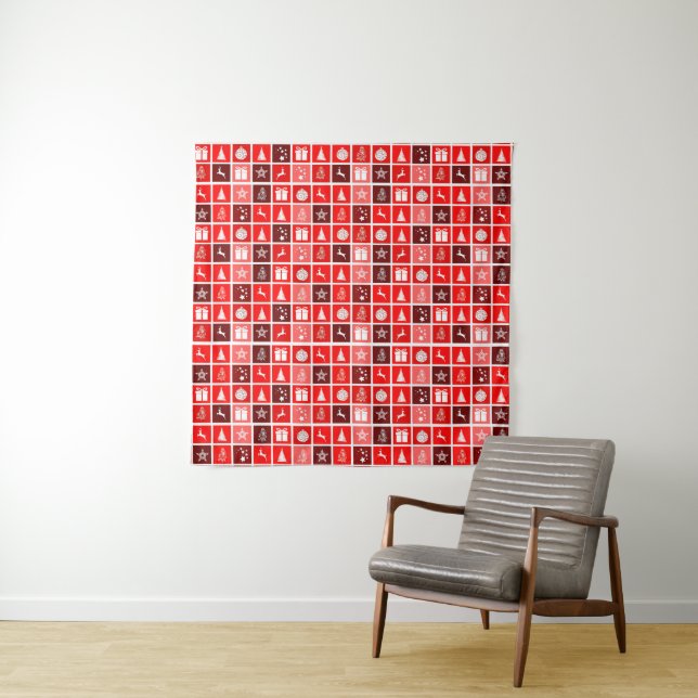 Christmas Decoration Holiday Red Pattern Tapestry (In Situ)
