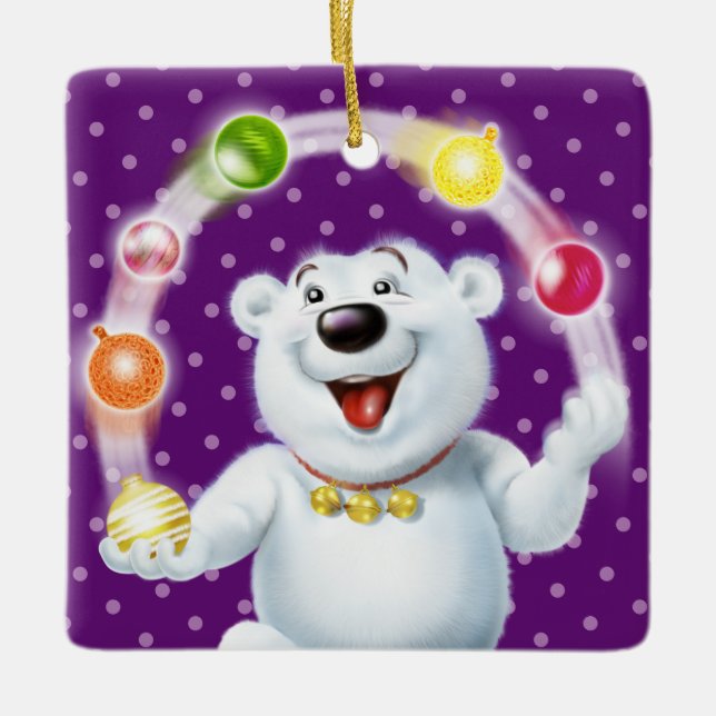 Christmas decoration juggling Polar Bear. (Front)