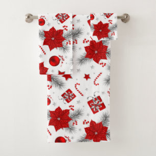 Christmas decoration pattern bath towel set