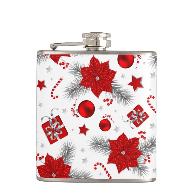 Christmas decoration pattern hip flask (Front)