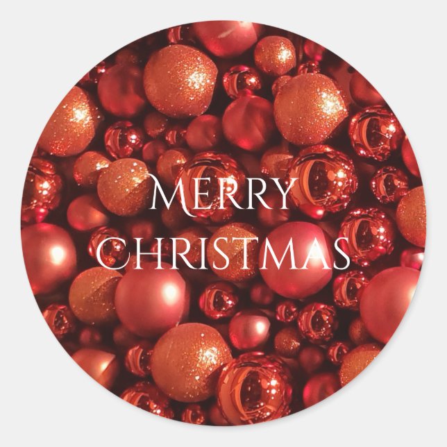 Christmas Decoration Red Baubles Classic Round Sticker (Front)